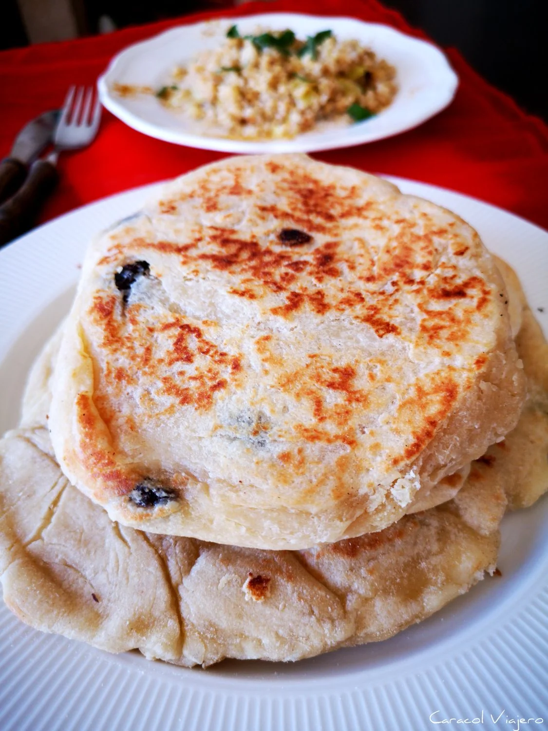 Naan de coco con pasas