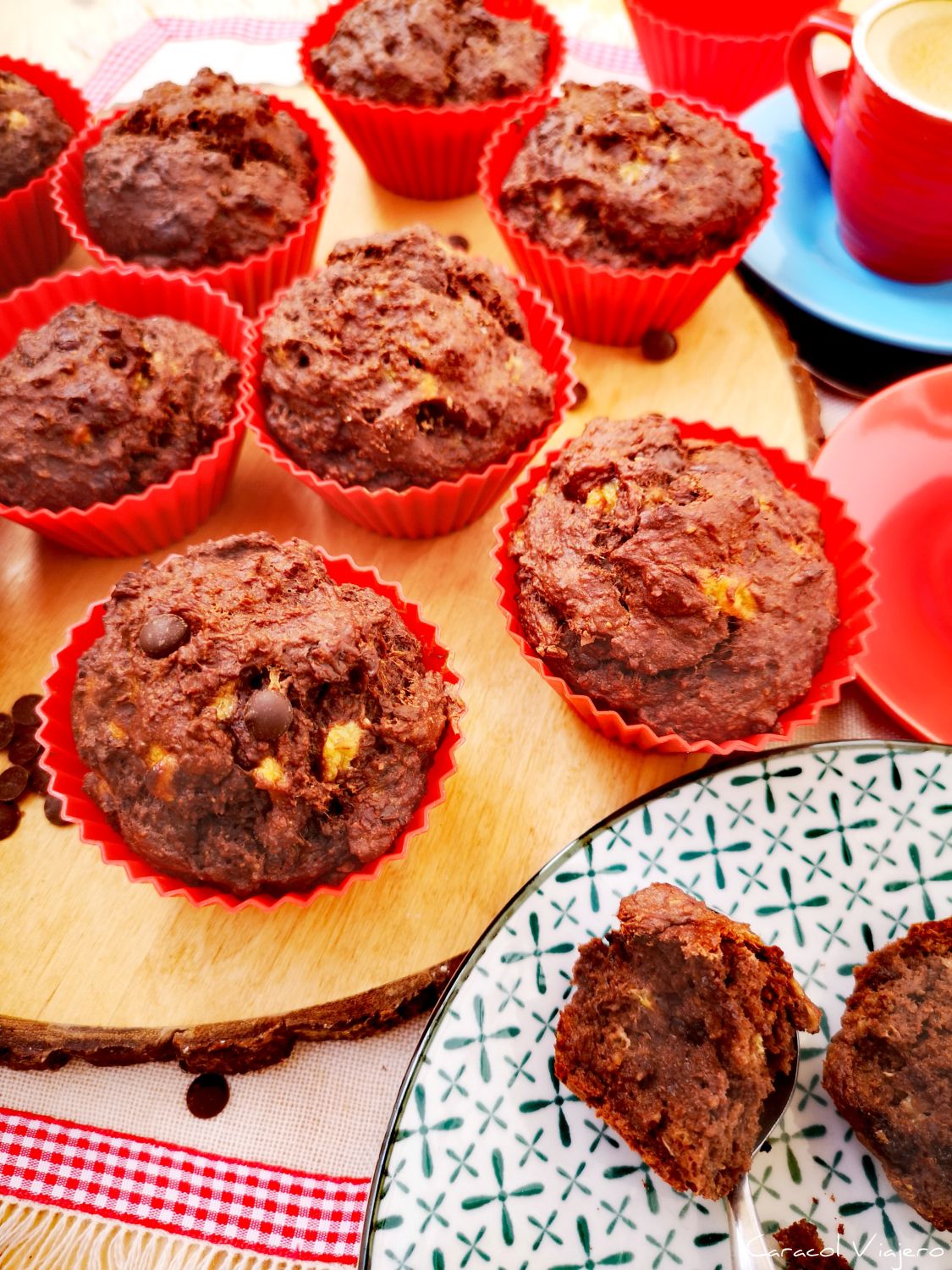 Muffins de plátano y chocolate